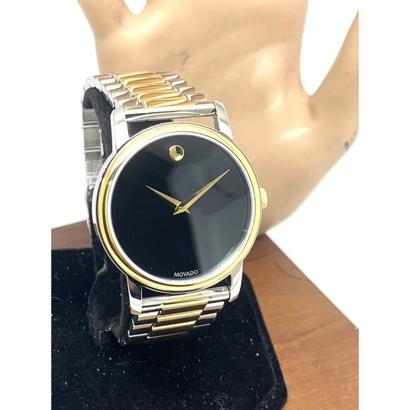 Movado Men's Watch 2100016 Museum Black Dial Swiss Quartz Two Tone Steel 39mm - Picture 13 of 14